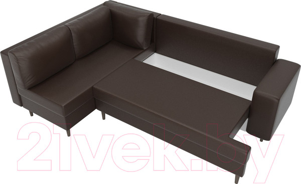 Изображение товара Диван угловой Лига Диванов Сильвана 198 левый (экокожа коричневый)