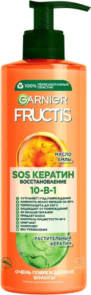 Изображение товара Крем для волос Garnier Fructis SOS несмываемый уход спасатель волос 10 в 1 (400мл)
