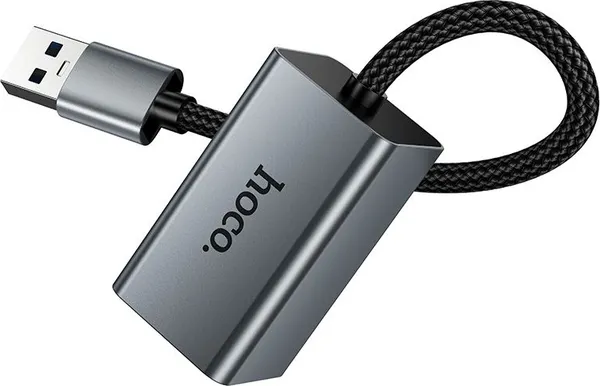 Изображение товара Адаптер Hoco UA48 USB в RJ45 (металлик)