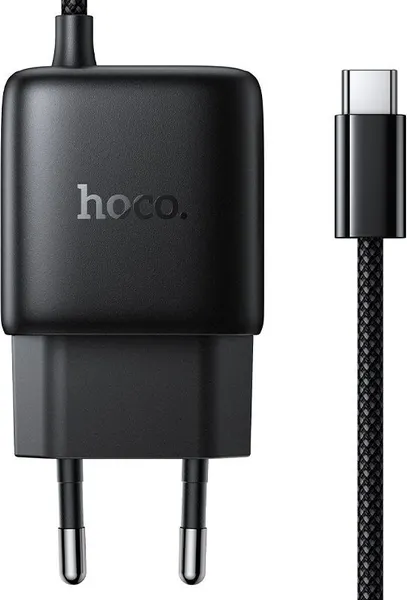 Изображение товара Зарядное устройство сетевое Hoco N80 со встроенныем кабелем Type-C (черный)