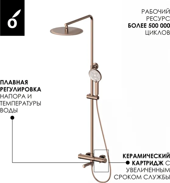 Изображение товара Душевая система со смесителем Oliveeka OL-749017-BRG (розовое золото)