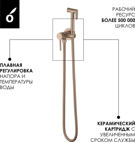 Изображение товара Гигиенический душ со смесителем Oliveeka OL-829902-BRG (розовое золото)