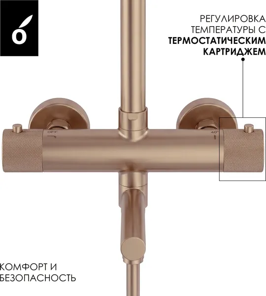 Изображение товара Душевая система со смесителем Oliveeka OL-739902-BRG (розовое золото)