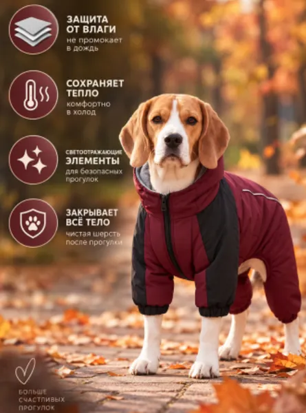 Изображение товара Комбинезон для животных Хвостовский 991069 (2XL, бордовый)