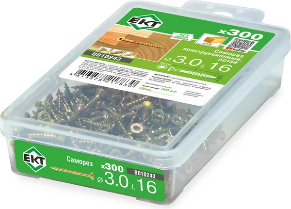 Изображение товара Саморез ЕКТ конструкционный 3x16 / B010243 (300шт)