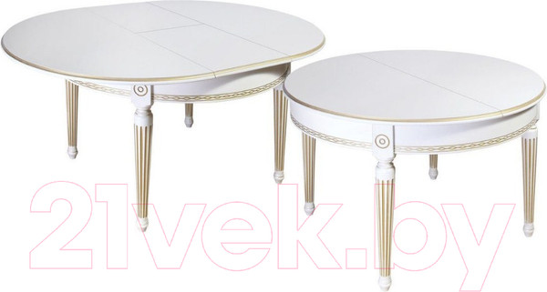 Изображение товара Обеденный стол ТехКомПро Лекс 6 ножка круглая (бук/тон 1/золотая патина)