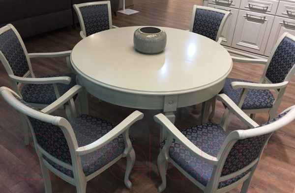 Изображение товара Обеденный стол ТехКомПро Лекс 6 ножка круглая (бук/тон 1/золотая патина)