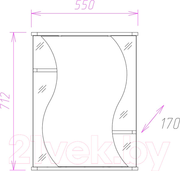 Изображение товара Шкаф с зеркалом для ванной Onika Лилия 55.00 У (205532)