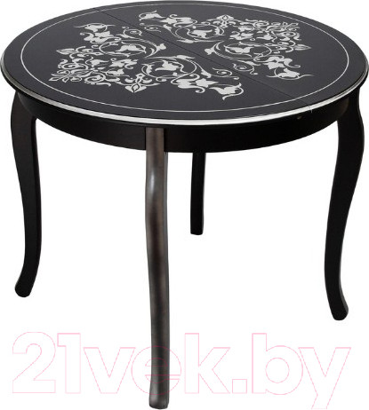 Изображение товара Обеденный стол ТехКомПро Азалия К900 С рисунком №3 (бук/тон черный/серебристая патина)