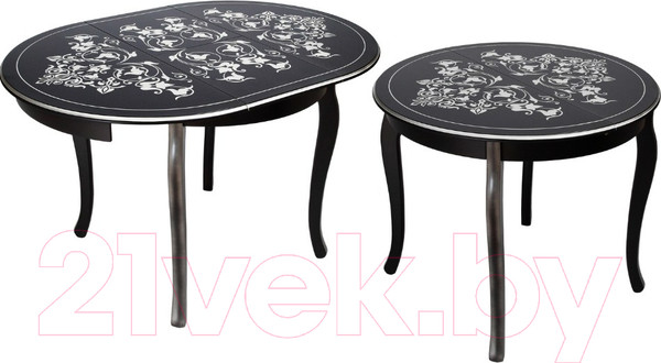 Изображение товара Обеденный стол ТехКомПро Азалия К900 С рисунком №3 (бук/тон черный/серебристая патина)