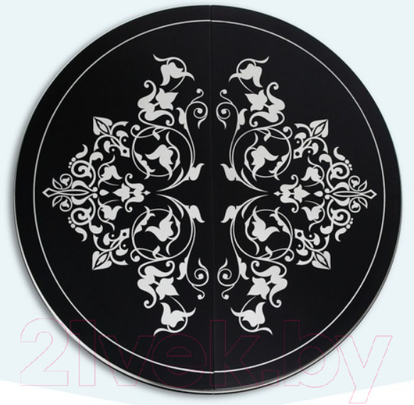 Изображение товара Обеденный стол ТехКомПро Азалия К900 С рисунком №3 (бук/тон черный/серебристая патина)