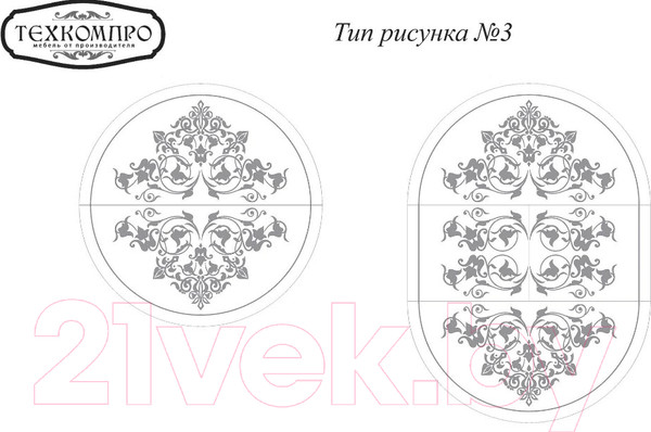 Изображение товара Обеденный стол ТехКомПро Камелия К с рисунком №3 (бук/тон 1/золотая патина)