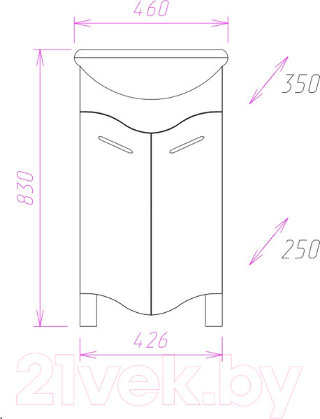 Изображение товара Тумба под умывальник Onika Лайн 45.11 (104504)