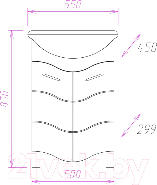 Изображение товара Тумба под умывальник Onika Лайн 55.11 (105524)