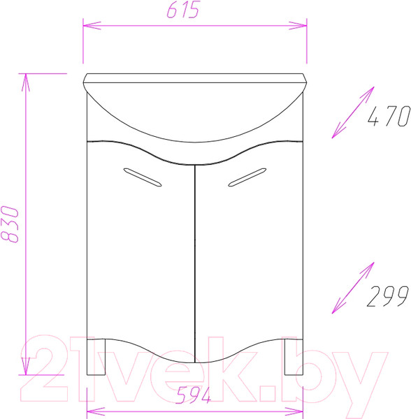 Изображение товара Тумба под умывальник Onika Лайн 60.11 (106043)