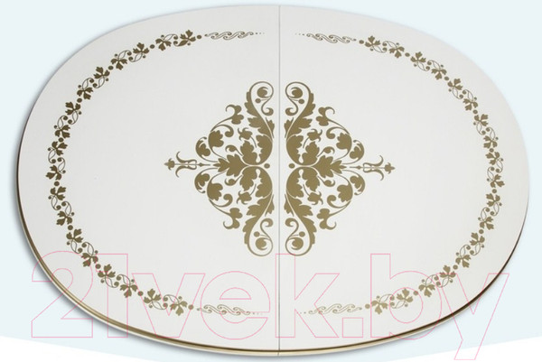 Изображение товара Обеденный стол ТехКомПро Лекс 1 с рисунком №1 (бук/тон 1/золотая патина)