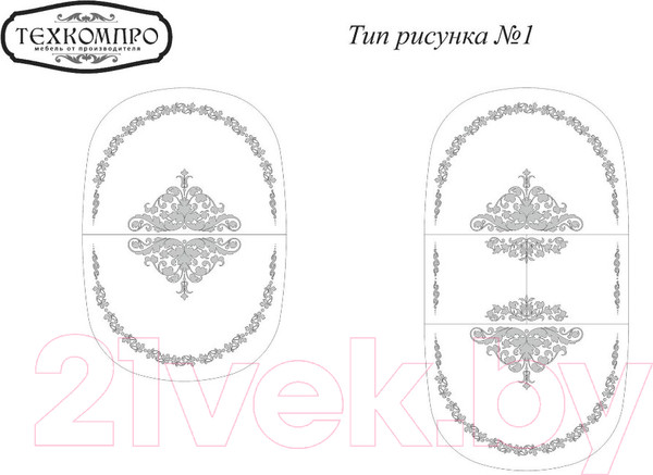 Изображение товара Обеденный стол ТехКомПро Лекс 1 с рисунком №1 (бук/тон 1/золотая патина)