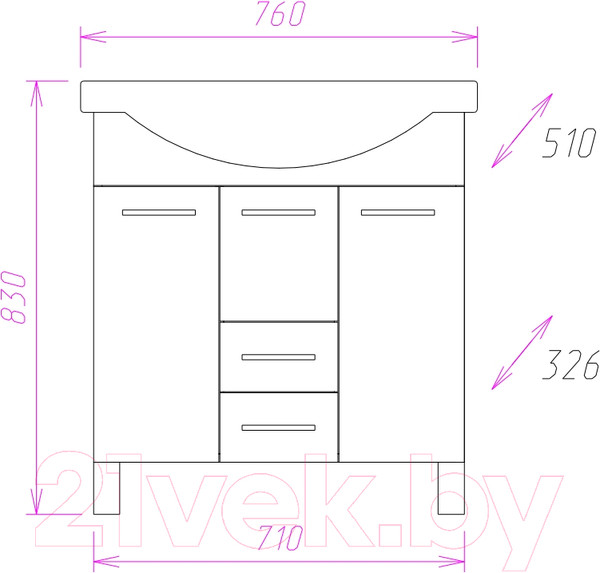 Изображение товара Тумба под умывальник Onika Моника 75.10 (107501)