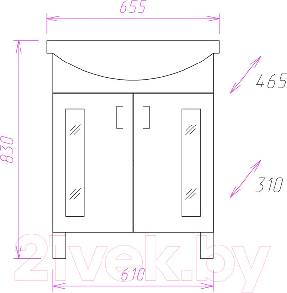 Изображение товара Тумба под умывальник Onika Кристалл 65.18 (106513)