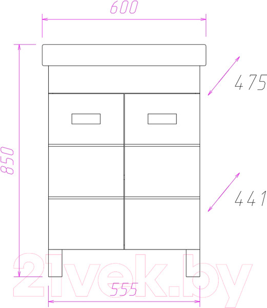 Изображение товара Тумба под умывальник Onika Балтика-Квадро 60.10 (106035)