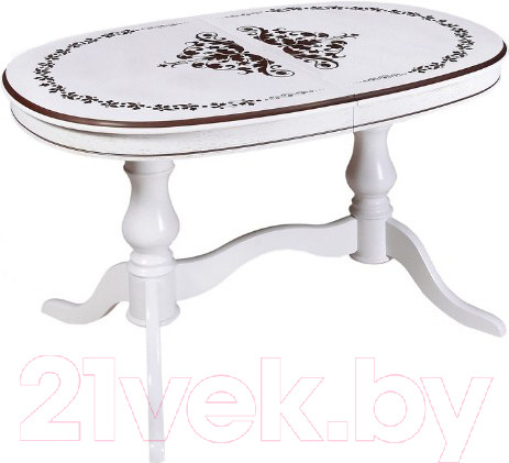 Изображение товара Обеденный стол ТехКомПро Юкка 1200 c рисунком №1 (бук/тон 1/патина)