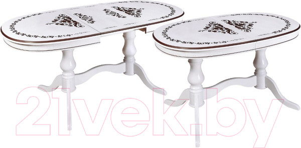 Изображение товара Обеденный стол ТехКомПро Юкка 1200 c рисунком №1 (бук/тон 1/патина)