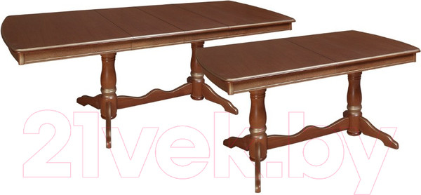 Изображение товара Обеденный стол ТехКомПро Нарцисс П (бук/тон орех/золотая патина)