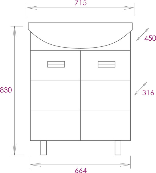 Изображение товара Тумба под умывальник Onika Балтика 70.17 (107028)