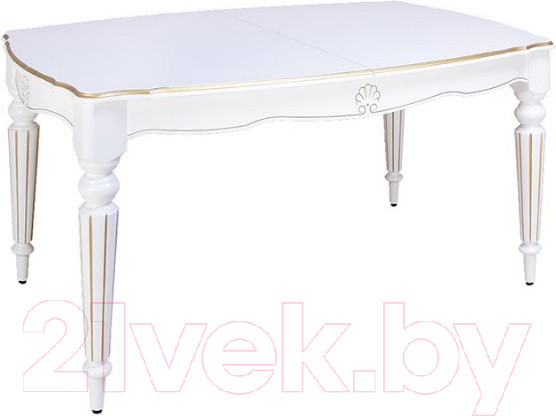 Изображение товара Обеденный стол ТехКомПро Лекс 9 (10) 1100x2000(2500)x750 (бук/тон 1/золотая патина/белый)