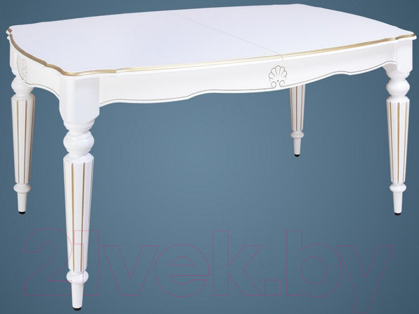 Изображение товара Обеденный стол ТехКомПро Лекс 9 (10) 1100x2000(2500)x750 (бук/тон 1/золотая патина/белый)