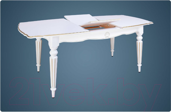 Изображение товара Обеденный стол ТехКомПро Лекс 9 (10) 1100x2000(2500)x750 (бук/тон 1/золотая патина/белый)