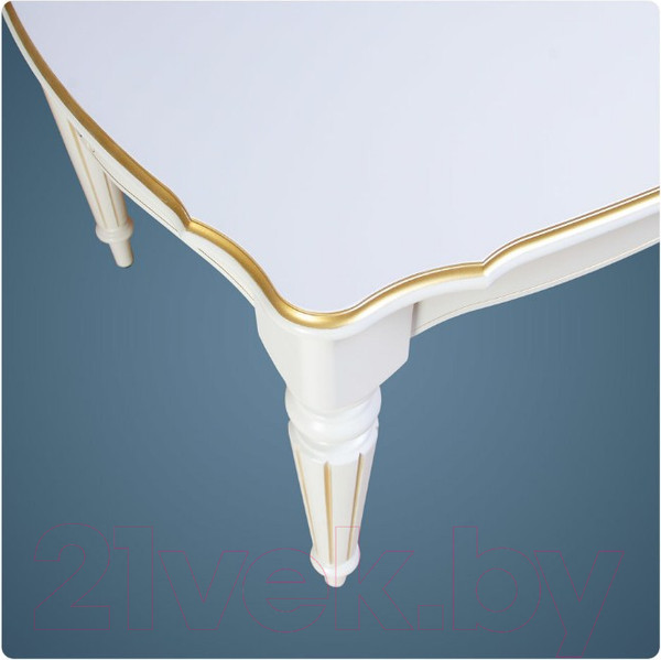 Изображение товара Обеденный стол ТехКомПро Лекс 9 (10) 1100x2000(2500)x750 (бук/тон 1/золотая патина/белый)