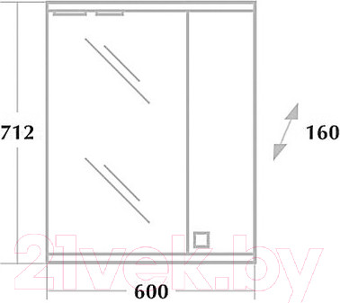 Изображение товара Шкаф с зеркалом для ванной Onika Лига 60.01 R (206030)