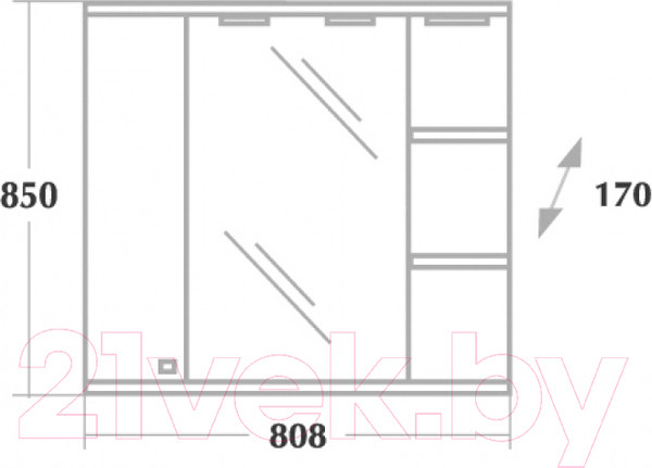 Изображение товара Шкаф с зеркалом для ванной Onika Эльбрус 80.02 R (208022)