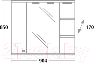 Изображение товара Шкаф с зеркалом для ванной Onika Эльбрус 90.02 R (209004)