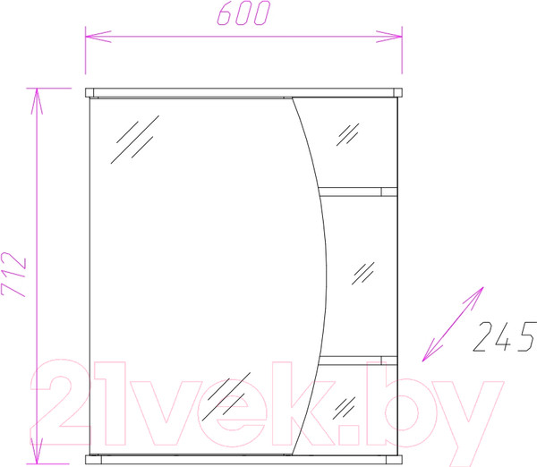 Изображение товара Шкаф с зеркалом для ванной Onika Луна 60.01 L (206013)