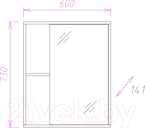 Изображение товара Шкаф с зеркалом для ванной Onika Дельта 60.00 У (206060)