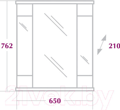 Изображение товара Шкаф с зеркалом для ванной Onika Валерия 65.02 (206505)