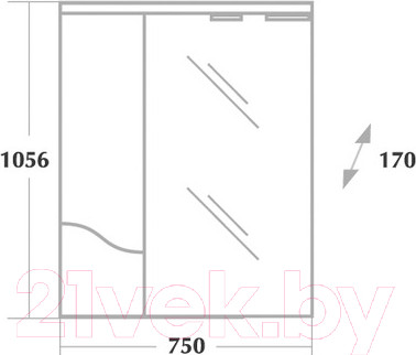 Изображение товара Шкаф с зеркалом для ванной Onika Моника 75.01 R (207507)