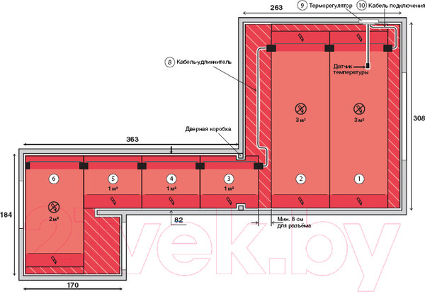 Изображение товара Теплый пол электрический Devi DEVIdry 100 3кв.м