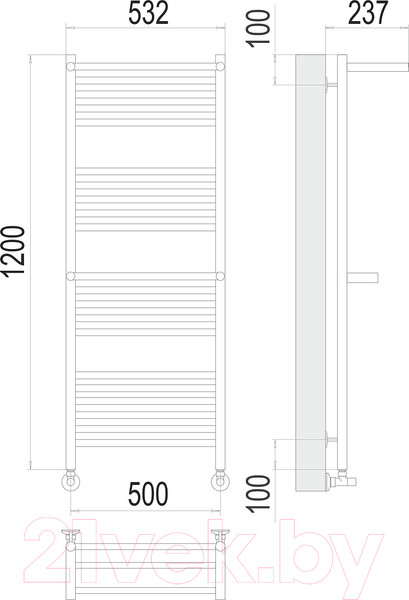 Изображение товара Полотенцесушитель водяной Terminus Аврора 32/20 П22 500x1200 (с 2 полками)