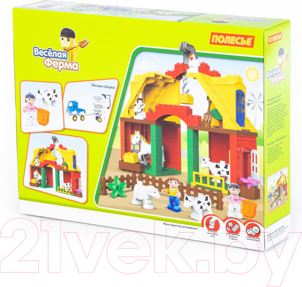 Изображение товара Конструктор Полесье Весёлая ферма Макси / 77561 (65эл)