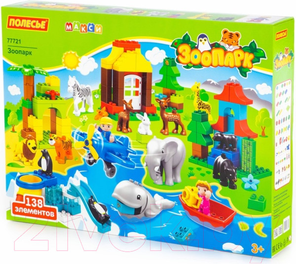 Изображение товара Конструктор Полесье Зоопарк Макси / 77721 (138эл)