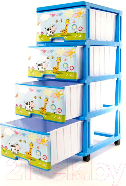 Изображение товара Комод пластиковый Dunya На лужайке / 0403-9 (голубой)