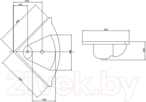 Изображение товара Умывальник Акватон Сергей 62 (1A700131SR010)