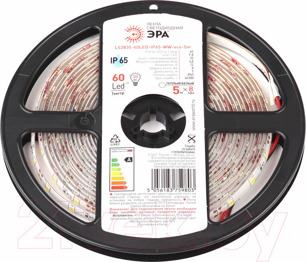 Изображение товара Светодиодная лента ЭРА LS2835-60LED-IP65-WW-eco-5m / Б0035592