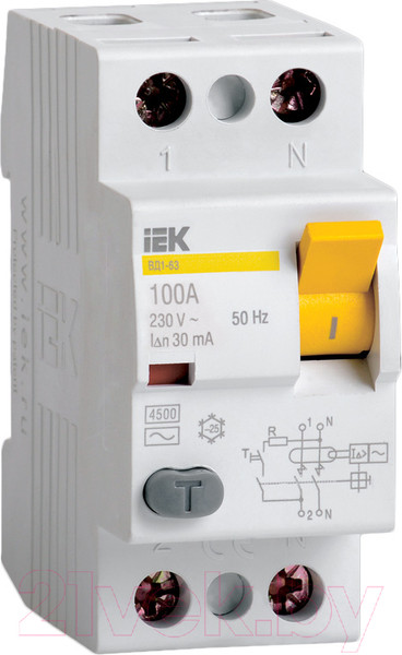 Изображение товара Дифференциальный автомат IEK ВД1-63 2P 50А 30мА / MDV10-2-050-030