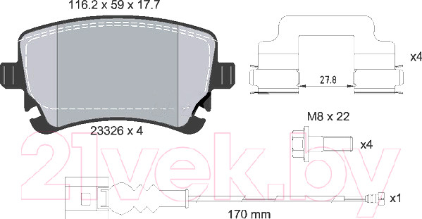 Изображение товара Тормозные колодки Textar 2332602