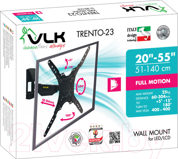 Изображение товара Кронштейн для телевизора VLK Trento-23 (черный)
