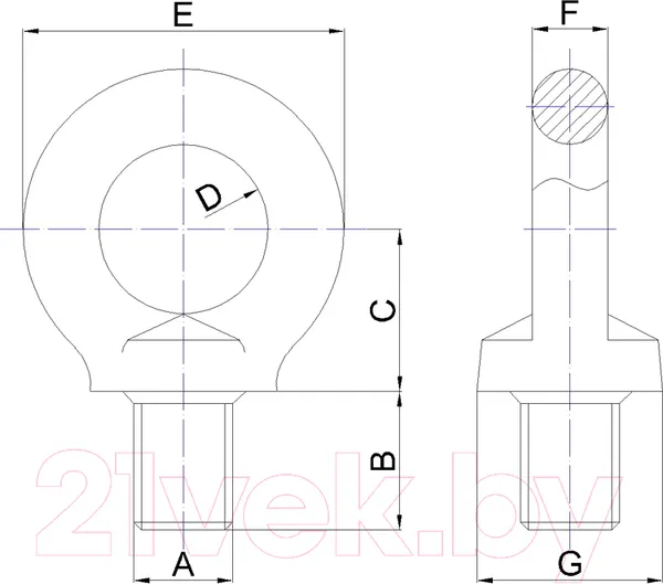 Изображение товара Болт ЕКТ М8 DIN580 / CV012644 (20шт)